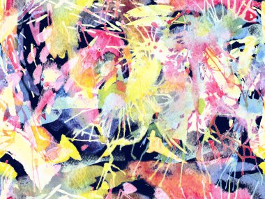 Sıvı, pürüzsüz desen. Mavi suluboya fırça darbesi grunge fayans. Suluboya soyut sıçrama boyası tasarımı. Kademeli mürekkep lekeleri. Çamur tabakası. Sıvı damlayan fırça sonsuz iz. 