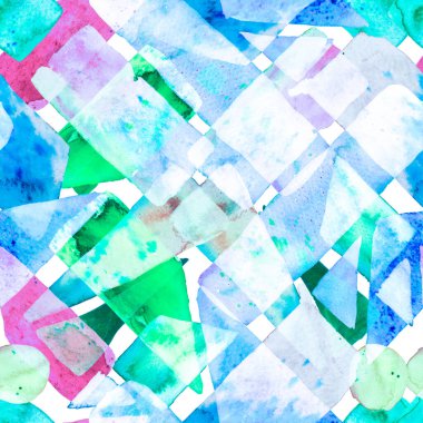 Eğlenceli Geometri. Suluboya Moda Sanatı. Afrika Geo Fırça darbesi. Organik arka plan. Mavi Indigo ve Tidewater Green Freehand suluboya çizgileri. 70 'lerin Renkli Kübizm İllüstrasyonu. Bauhaus Kusursuz Desen.