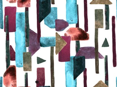 Bauhaus Kusursuz Düzen. Suluboya Geometrik İndigo, Mavi Çizgiler Tasarımı. Sanat Organik Geo Arkaplanı. Büyük Moda Asgari Baskısı. Moda Eğlencesi Soyut Boyası Suluboya Renk Çizgileri.