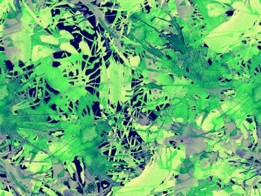 Sıvı, pürüzsüz desen. Yeşil suluboya fırça darbesi grunge tasarımı. Suluboya soyut sıçrama boyası tasarımı. Kademeli mürekkep lekeleri. Toprak sıçrama deseni. Sıvı damlayan fırça sonsuz iz.