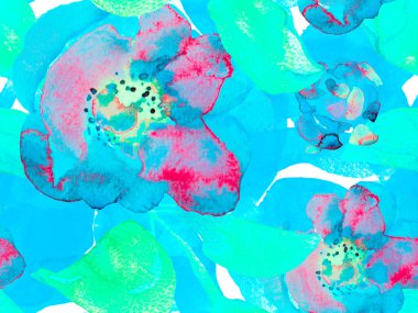 Egzotik Mayo Tasarımı. Hawaii Kova Parmak izi. Suluboya Güller, Şakayık ve Yapraksız Kalıp. Klasik Peonie Eco Rapport. Yaz Çiçeği Arkaplanı. Botanik Çiçek İllüstrasyonu.