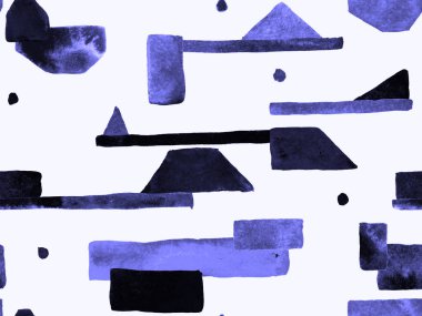 Bauhaus Kusursuz Düzen. Suluboya Geometrik İndigo, Mavi Çizgiler Tasarımı. Sanat Organik Geo Arkaplanı. Büyük Çağdaş Asgari Yazdırma. Moda Eğlencesi Soyut Boyası Suluboya Renk Çizgileri.