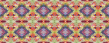 Boyalı fırça Aztek arka planı. Mavi, Kırmızı, Yeşil Pastel Eğlenceli Dikdörtgen İkat İlişkisi. Etnik Kusursuz Düzen. Sembol geometrik mayo deseni. Kilim Rastgele Halı dokusu. Suluboya Etnik Tasarım. 