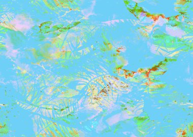 Suluboya desenli boyanmış. Soyut geometrik oryantal dikişsiz baskı. Çiçekli tropikal sonsuz arka plan. Kravat boyası mayo tasarımı. Etnik iç duvar kağıdı. Çizgili suluboya, noktalı, fırçalı.