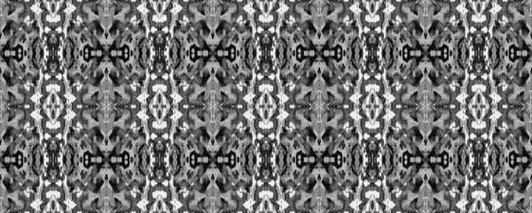 Geometric Ethnic Seamless Pattern Fun Symmetric Border Rapport. Ikat Horizontal Texture. Greyscale Watercolor Hand Drawn Batik. Psychedelic Folk Background. Allover Ethnic Swimwear Design