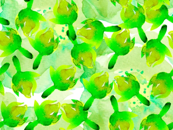 빈티지 피니에 디자인을 하와이 아쿠아 프린팅 여름의 식물상의 드십시오 수채화로 — 스톡 사진