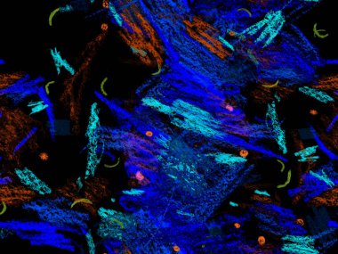 Yaratıcı Boya Başlığı. Sevimli Büyük Moda Geometrik Kusursuz Mavi Şablon, Yatay Şablon İndigo Arkaplanı. Büyük Sanatsal Asgari Baskı. Soyut Boya Başlığı.