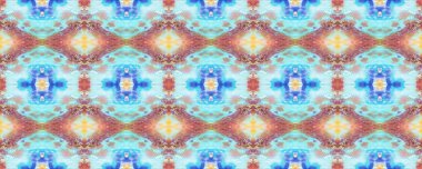 Sembol geometrik mayo deseni. Kilim Rastgele Halı dokusu. Suluboya Etnik Tasarım. Boyalı fırça Aztek arka planı. Mavi, Beyaz ve Kırmızı Pastel Eğlenceli Dikdörtgen İkat İlişkisi. Etnik Kusursuz Desen.