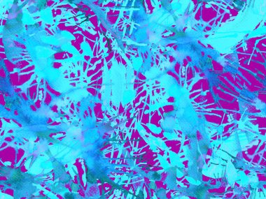 Püskürme izi yok. Mavi suluboya fırça darbesi grunge fayans. Suluboya kaotik sıçrama boya tasarımı. Kademeli mürekkep lekeleri. Toprak sıçrama deseni. Sıvı damlayan fırça sonsuz iz.