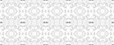 Eğlenceli Simetrik Sınır Uyumu. Suluboya El Çizilmiş Batik. Psikedelik Halk Arkaplanı. Allover Etnik Mayo Tasarımı Geometrik Etnik Şekilsiz Ikat Yatay Doku. Gri Pul