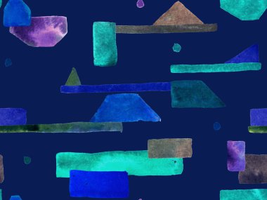 Bauhaus Kusursuz Düzen. Suluboya Geometrik İndigo, Mavi Çizgiler Tasarımı. Sanat Organik Geo Arkaplanı. Büyük Moda Asgari Baskı. Moda Eğlencesi Soyut Boyası Suluboya Renk Çizgileri.