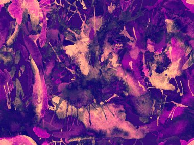 Tehlike izi yok. Mor suluboya fırça darbesi grunge tasarımı. Suluboya soyut sıçrama boyası tasarımı. Elle çizilmiş mürekkep lekeleri. Toprak sıçrama deseni. Sıvı damlayan fırça sonsuz iz. 