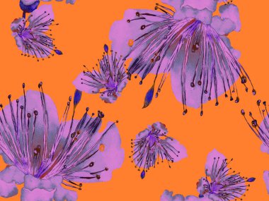 Cesur Çiçek Tasarımı. Kızıl Arkaplanda Büyük Hawaii Kusursuz Parmak izi. Büyük Egzotik Yaz Suluboya Granadilla Sonsuz Arkaplan. Sanatsal Kalın Çiçek Tasarımı.