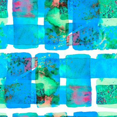 Bauhaus Kusursuz Düzen. Mavi Indigo ve Tidewater Yeşil Suluboya Moda Sanatı. Afrika Geo Fırça darbesi. Freehand Suluboya Hatları. 70 'lerin Renkli Kübizm İllüstrasyonu. Eğlenceli Geometri. Organik Arkaplan.