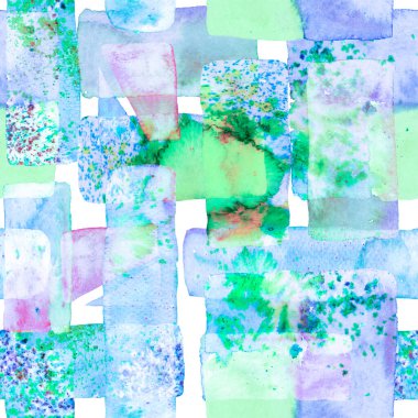 Freehand Suluboya Hatları. 70 'lerin Renkli Kübizm İllüstrasyonu. Bauhaus Kusursuz Düzen. Eğlenceli Geometri. Organik arka plan. Mavi Indigo ve Tidewater Yeşil Suluboya Moda Sanatı. Afrika Jeo Fırça Vuruşu.