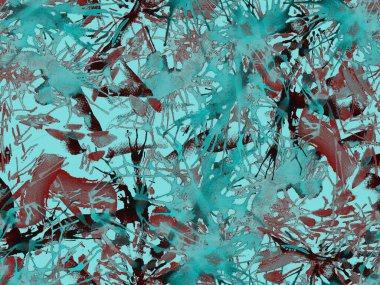 Sıvı, pürüzsüz desen. Mavi suluboya fırça darbesi grunge fayans. Suluboya soyut sıçrama boyası tasarımı. Kademeli mürekkep lekeleri. Toprak sıçrama deseni. Sıvı damlayan fırça sonsuz iz.