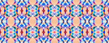 Suluboya El Tekstil. Yaratıcı Navajo Ikat Geçmişi. Ogee Kusursuz Doku. Ikat Deseni. Allover Organik Mayo Tasarımı. Geo Ogee Tile. Aztek Geometrik Tekstil Sınırı Saykodelik Gökkuşağı