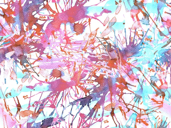 Tehlike izi yok. Kırmızı suluboya fırça darbesi grunge tasarımı. Suluboya kaotik sıçrama boya tasarımı. Kademeli mürekkep lekeleri. Toprak sıçrama deseni. Sıvı damlayan fırça sonsuz iz.