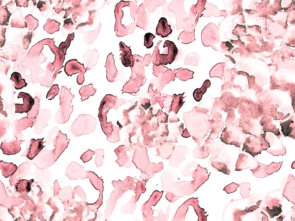 크림슨 레퍼드 수채화 수선화는 Cheetah Print 동물의 피부를 종이다 지리학적으로 — 스톡 사진