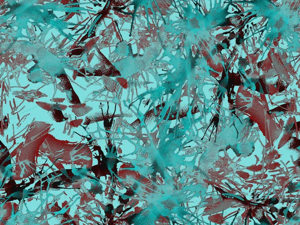 Sıvı, pürüzsüz desen. Mavi suluboya fırça darbesi grunge fayans. Suluboya soyut sıçrama boyası tasarımı. Kademeli mürekkep lekeleri. Toprak sıçrama deseni. Sıvı damlayan fırça sonsuz iz.