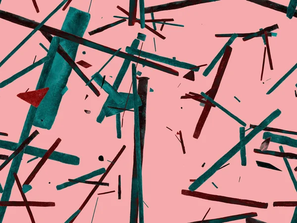 Bauhaus Kusursuz Düzen. Suluboya Geometrik Kırmızı Pembe Çizgiler Tasarımı. Sanat Organik Geo Arkaplanı. Büyük Çağdaş Asgari Yazdırma. Moda Eğlencesi Soyut Boyası Suluboya Renk Çizgileri.
