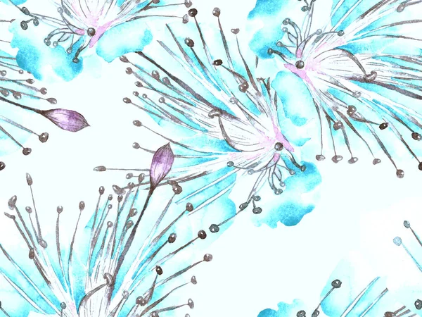 Kalın Çiçek deseni. Mavi İndigo 'da Büyük Hawaii Kusursuz Parmak izi. Büyük Hawaii Yaz Sulu Tutku Meyvesi Sonsuz Arkaplan. Modern Kalın Çiçek Deseni.