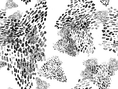 Siyah ve Beyaz Hayvani Kusursuz Şablon. Suluboya el izi. Afrika egzotik kamuflajı. Geometrik suluboya arka plan. Vahşi hayvan kürkü dokusu. Suluboya El Boyalı Cilt Deseni.