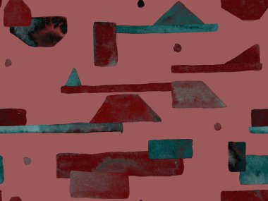 Bauhaus Kusursuz Düzen. Suluboya Geometrik Kırmızı Pembe Çizgiler Tasarımı. Sanat Organik Geo Arkaplanı. Büyük Çağdaş Asgari Yazdırma. Moda Eğlencesi Soyut Boyası Suluboya Renk Çizgileri.