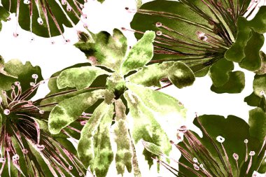 Tropikal Kusursuz Desen. Etnik Aloha İlişkisi. Egzotik Bikini Özgeçmişi. Turkuaz Yeşil Suluboya Yatay Tropik Tasarım. Palm Geometric Mayo desenli. Palmiye Yaprakları Eğlenceli Doku.