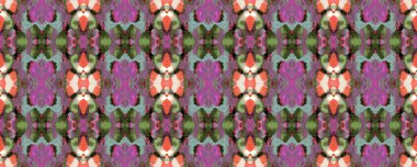 Suluboya El Yazması Batik. Psikedelik arka plan. Allover Etnik Mayo Tasarımı Ikat Yatay Doku. Geometrik Etnik Kusursuz Düzen. Simetrik Sınır Uyum. Indigo ve Ruby Red