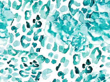 Mavi leopar desensiz Indigo deniz mavisi. Suluboya El Çita Yazısı. Vahşi Cilt Egzotik Doku. Geometrik Kürk arka planı. Leopar ve Jaguar Deri. Suluboya El Boyalı Cilt Deseni.