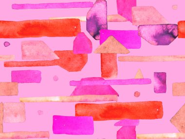 Bauhaus Kusursuz Düzen. Suluboya Geometrik Kırmızı Pembe Çizgiler Tasarımı. Sanat Organik Geo Arkaplanı. Büyük Yaratıcı Asgari Yazdırma. Moda Eğlencesi Soyut Boyası Suluboya Renk Çizgileri.