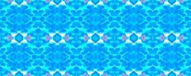 Suluboya El Çizilmiş Batik. Psikedelik Halk Arkaplanı. Allover Etnik Mayo Tasarımı. Eğlenceli Simetrik Sınır Uyumu. Ikat Yatay Doku. safir Geometrik Etnik Desensiz Desen.