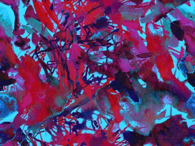 Sıvı, pürüzsüz desen. Kırmızı suluboya fırça darbesi grunge tasarımı. Suluboya kaotik sıçrama boya tasarımı. Kademeli mürekkep lekeleri. Toprak sıçrama deseni. Sıvı damlayan fırça sonsuz iz.