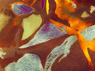 Asya Yürüyüşü Rocky arka planı. Kahverengi ve bej renkli Japon suluboya dağları. Eğlenceli Himalayalar. Suluboya Kore baskısı. Dağ Çizimi. Çağdaş Geometrik Çizim.