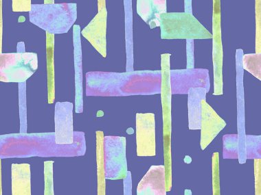 Bauhaus Kusursuz Düzen. Suluboya Geometrik İndigo, Mavi Çizgiler Tasarımı. Sanat Organik Geo Arkaplanı. Büyük Çağdaş Asgari Yazdırma. Moda Eğlencesi Soyut Boyası Suluboya Renk Çizgileri.