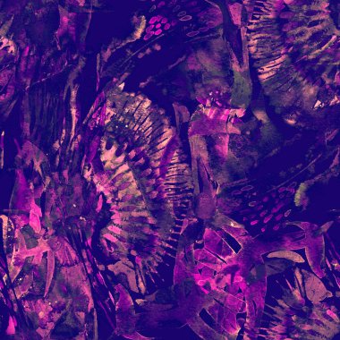 Suluboya tropikal, pürüzsüz desen. Kabile renginde boya fırçası izi. Doğu suluboya bandanası. Mayo dokusu. Çiçekli Coachella pürüzsüz desen. Sıkıntılı soyut sanat eserleri.