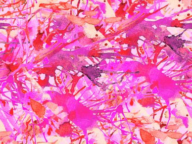 Tehlike izi yok. Kırmızı suluboya fırça darbesi grunge tasarımı. Suluboya boya boya tasarımı. Kademeli mürekkep lekeleri. Toprak sıçrama deseni. Sıvı damlayan fırça sonsuz iz.