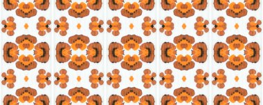 Geometrik Etnik Şekilsiz Şekilsiz Suluboya El Çizim Batik. Psikedelik Halk Arkaplanı. Allover Etnik Mayo Tasarımı Ikat Yatay Doku. Eğlenceli Simetrik Sınır Uyumu. Sarı ve Bej Beyaz