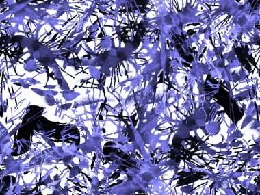 Sıvı, pürüzsüz desen. Mavi suluboya fırça darbesi grunge fayans. Suluboya kaotik sıçrama boya tasarımı. Kademeli mürekkep lekeleri. Toprak sıçrama deseni. Sıvı damlayan fırça sonsuz iz.