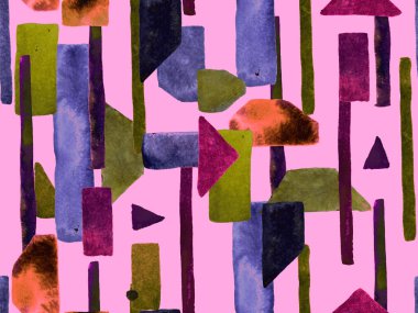 Bauhaus Kusursuz Düzen. Suluboya Geometrik Kırmızı Pembe Çizgiler Tasarımı. Sanat Organik Geo Arkaplanı. Büyük Olağandışı Asgari Parmak izi. Moda Eğlencesi Soyut Boyası Suluboya Renk Çizgileri.