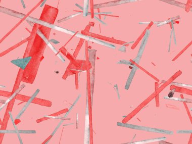 Bauhaus Kusursuz Düzen. Suluboya Geometrik Kırmızı Pembe Çizgiler Tasarımı. Sanat Organik Geo Arkaplanı. Büyük Sanatsal Asgari Baskı. Moda Eğlencesi Soyut Boyası Suluboya Renk Çizgileri.