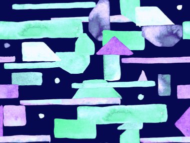 Bauhaus Kusursuz Düzen. Suluboya Geometrik İndigo, Mavi Çizgiler Tasarımı. Sanat Organik Geo Arkaplanı. Büyük Sanatsal Asgari Baskı. Moda Eğlencesi Soyut Boyası Suluboya Renk Çizgileri.