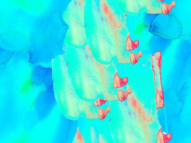 Klasik Mavi ve İndigo suluboya desensiz. Soyut Doku Arkaplanı. Psikedelik Kâğıt. Geometrik Suluboya Kumaş Tasarımı. Sıvı, dikişsiz kiremit. Klasik Doku Çizimi.