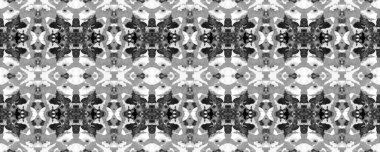 Gri tonlu Ikat Yatay Doku. Suluboya El Çizilmiş Batik. Psikedelik Halk Arkaplanı. Allover Etnik Mayo Tasarımı Eğlenceli Simetrik Sınır İlişkisi. Geometrik Etnik Kusursuz Desen