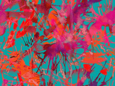 Püskürme izi yok. Kırmızı suluboya fırça darbesi grunge tasarımı. Suluboya kaotik sıçrama boya tasarımı. Kademeli mürekkep lekeleri. Çamur tabakası. Sıvı damlayan fırça sonsuz iz.