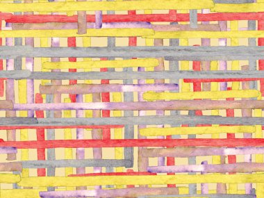 Bauhaus Kusursuz Düzen. Suluboya Geometrik Kırmızı Pembe Çizgiler Tasarımı. Sanat Organik Geo Arkaplanı. Büyük Moda Asgari Baskı. Moda Eğlencesi Soyut Boyası Suluboya Renk Çizgileri.