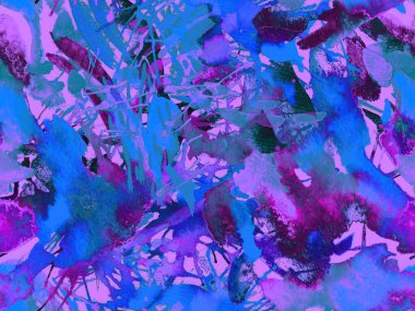 Sıvı, pürüzsüz desen. Mavi suluboya fırça darbesi grunge tasarımı. Suluboya soyut sıçrama boyası tasarımı. Kademeli mürekkep lekeleri. Toprak sıçrama deseni. Sıvı damlayan fırça sonsuz iz. 