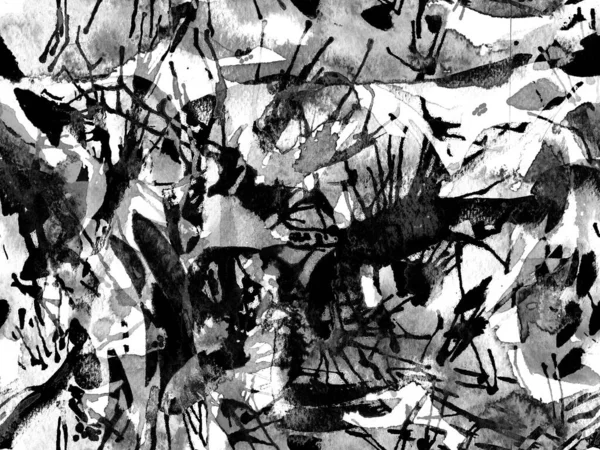 Splatter seamless pattern. Black and white watercolor brush stroke grunge tile. Watercolour ikat splash paint design. Hand drawn ink blots. Dirt splat pattern. Liquid drip brush endless print.