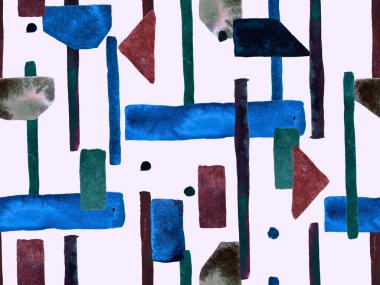 Bauhaus Kusursuz Düzen. Suluboya Geometrik İndigo, Mavi Çizgiler Tasarımı. Sanat Organik Geo Arkaplanı. Büyük Moda Asgari Baskısı. Moda Eğlencesi Soyut Boyası Suluboya Renk Çizgileri.